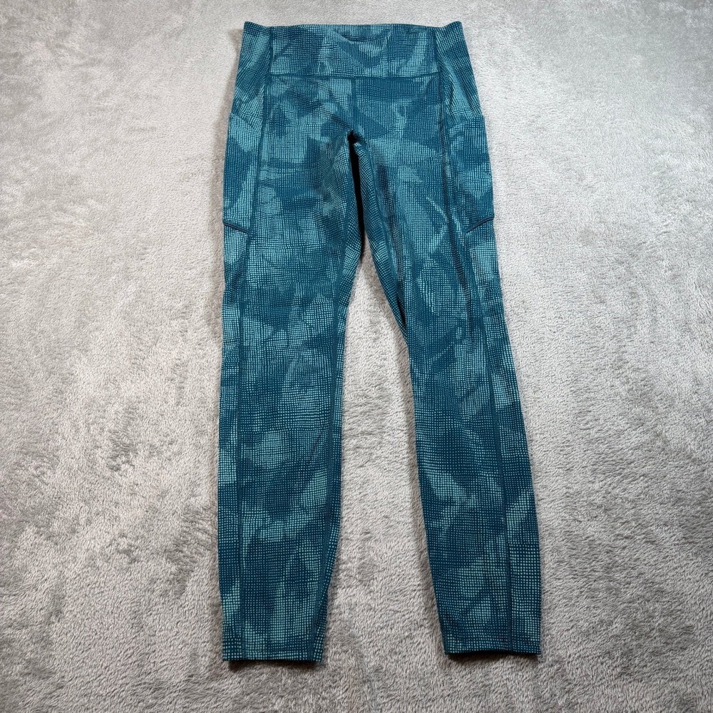 Lululemon Speed Tight 28" Leggings Women 6 Teal Pixelated Camo Mid Rise Luxtreme